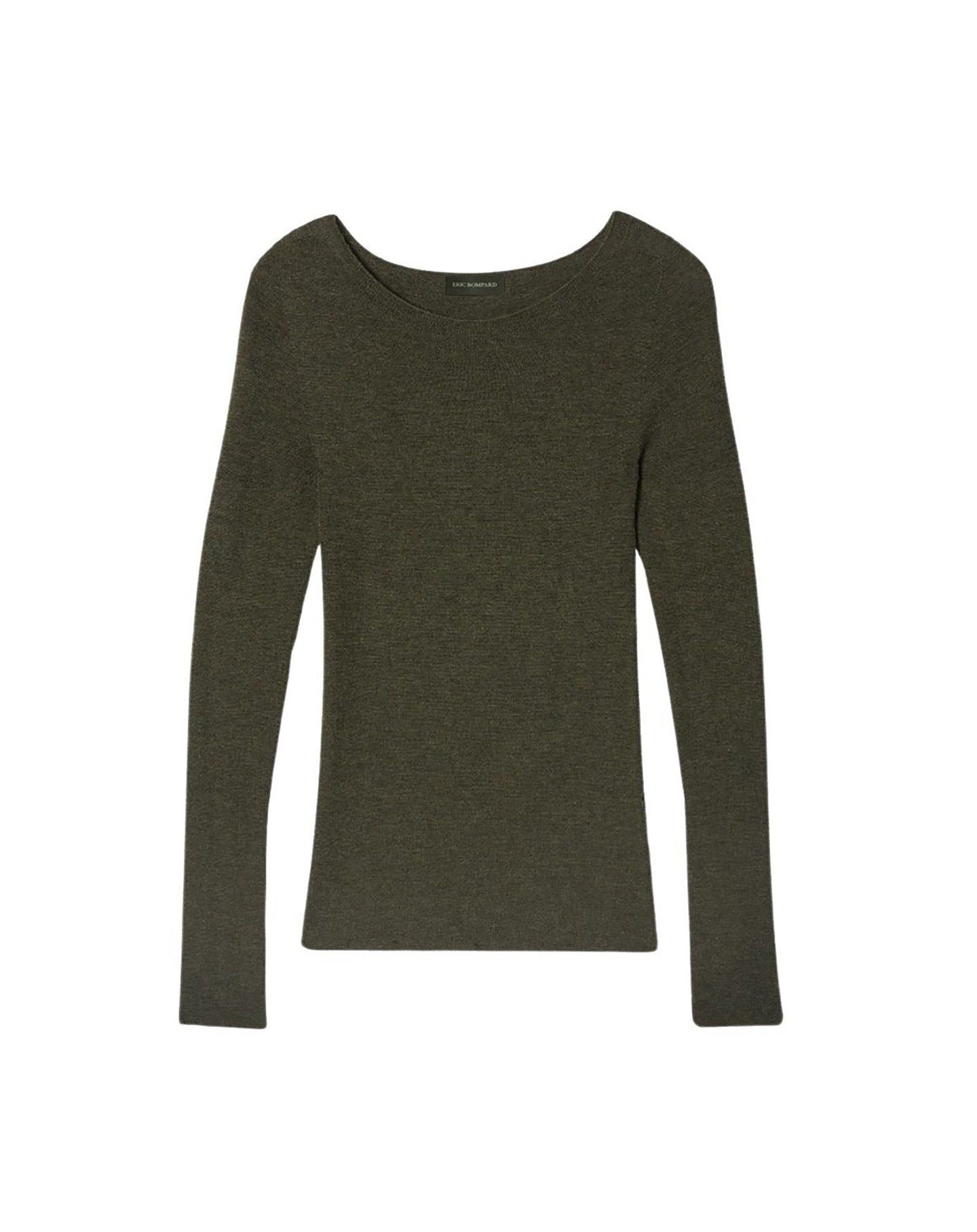 Pull ras de cou sans coutures en cachemire - Kaki