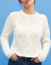 Pull ras de cou maxi torsades en cachemire - Naturel