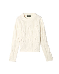 Pull ras de cou maxi torsades en cachemire - Naturel