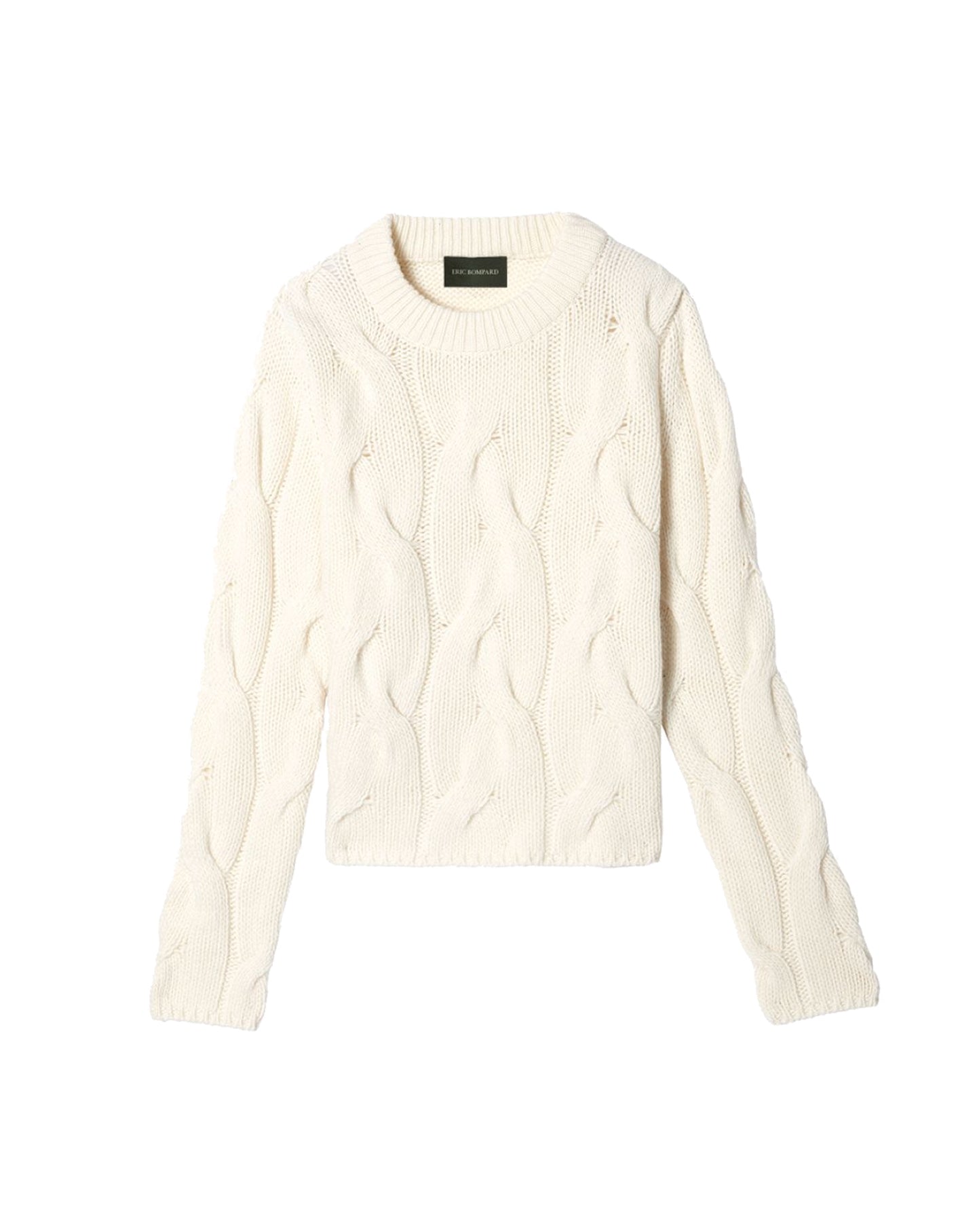 Pull ras de cou maxi torsades en cachemire - Naturel