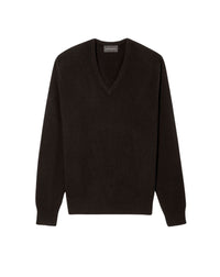 Pull à col V en cachemire - Ebène