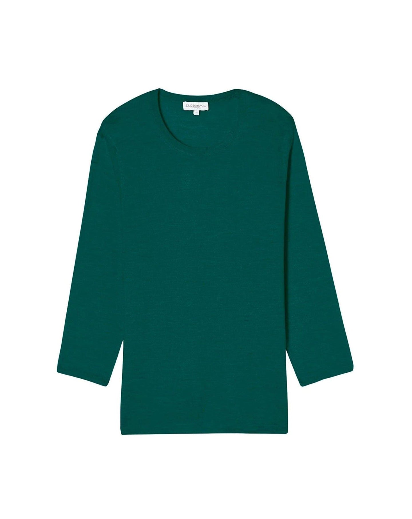 Ultra-fine cashmere 3/4-sleeve crew neck jumper - Emerald