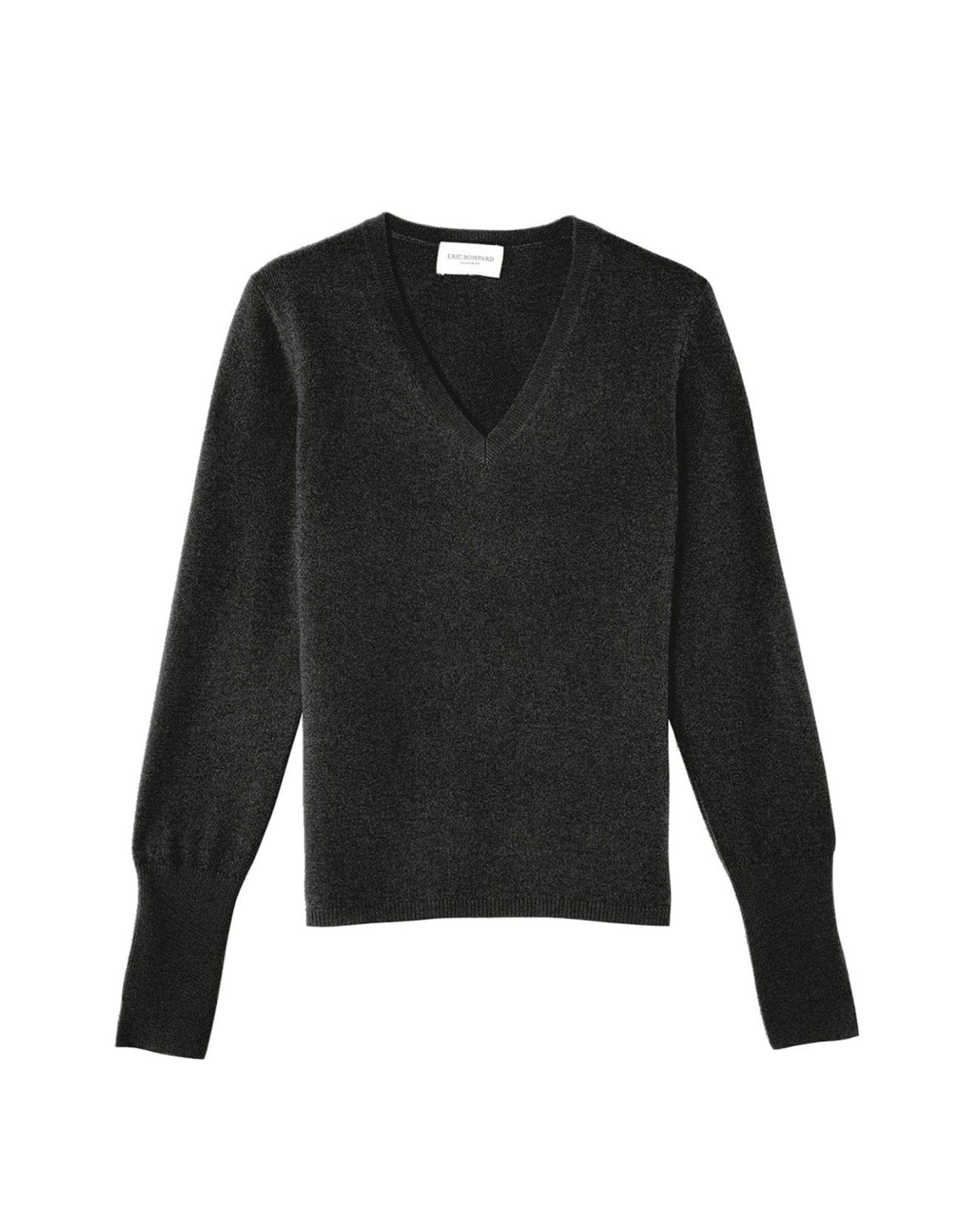Slim-fit V-neck cashmere and silk slit jumper - Anthracite