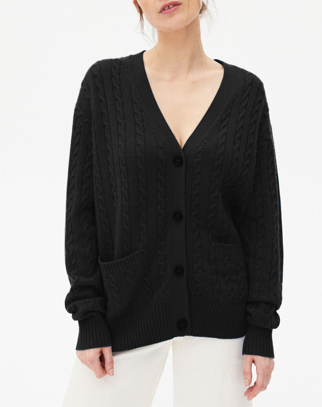 Twisted cashmere cardigan - Black