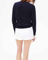 Cashmere beaded crew neck jumper - Navy