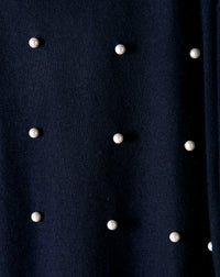 Cashmere beaded crew neck jumper - Navy