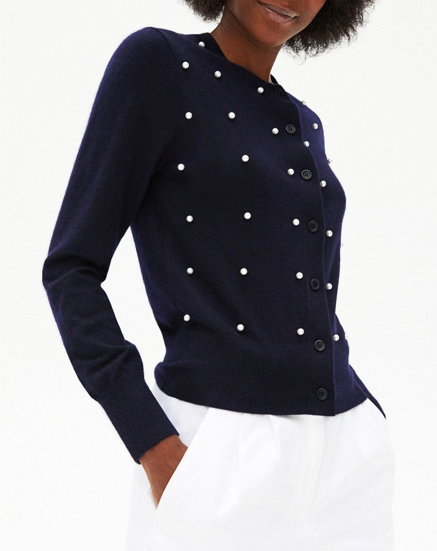 Cashmere beaded cardigan - Navy