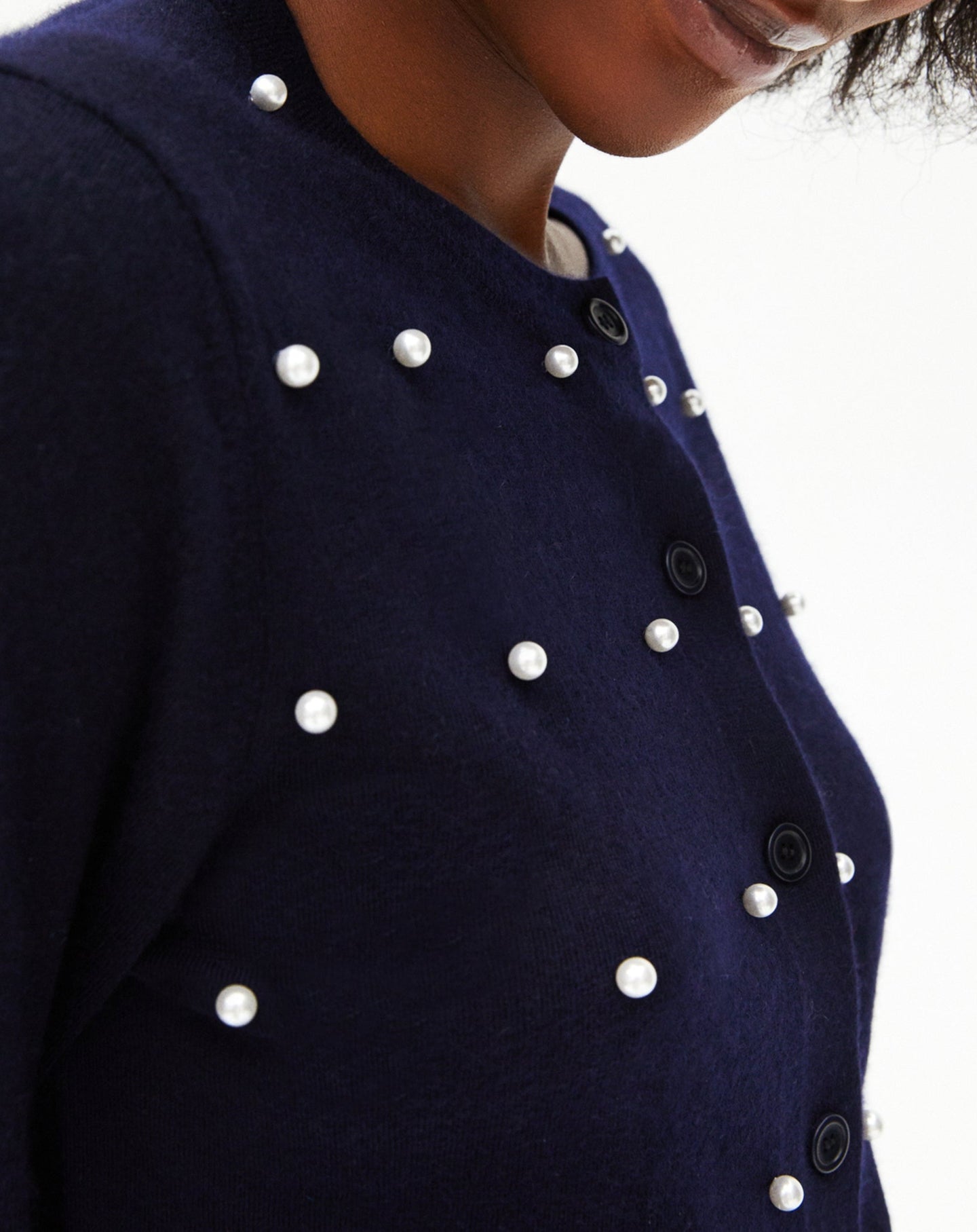 Cashmere beaded cardigan - Navy