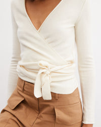 Cashmere wrap-around tie - Givre