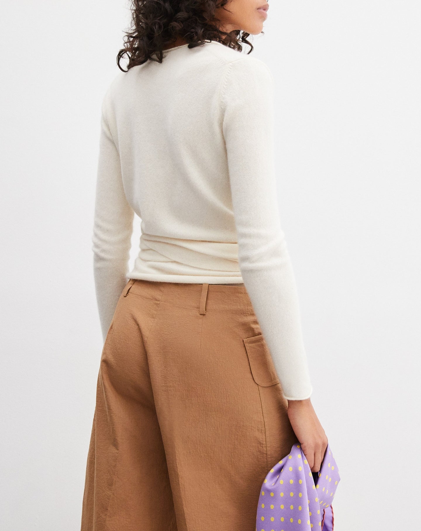 Cashmere wrap-around tie - Givre