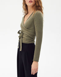 Cashmere wrap-around tie - Khaki