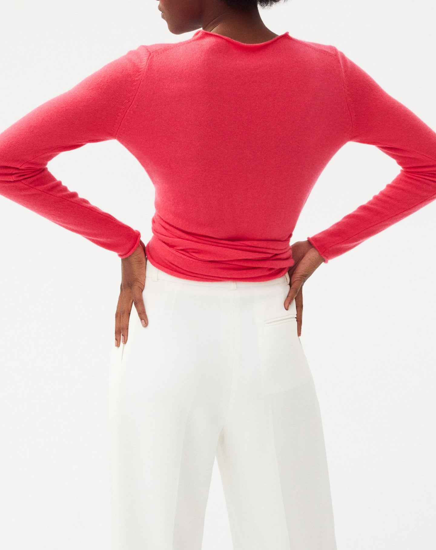 Cashmere wrap-around tie - Pitaya