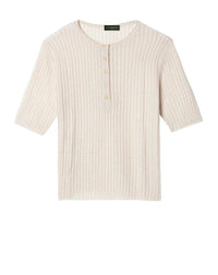 Pull Col Tunisien Manches Courtes Torsades Ajourées - Chanvre