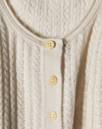 Pull Col Tunisien Manches Courtes Torsades Ajourées - Chanvre