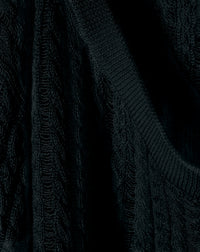 Pull ras de cou à torsades ajourées en cachemire - Noir