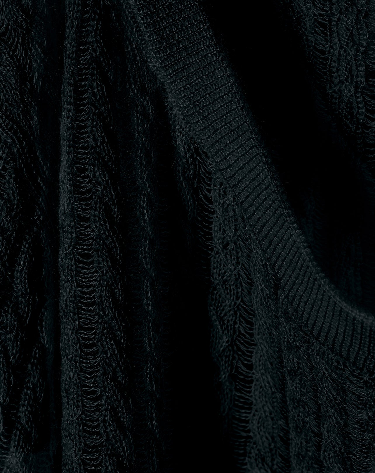 Pull ras de cou à torsades ajourées en cachemire - Noir
