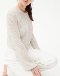 Cashmere and silk cable-knit cardigan - Hemp