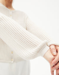 Cashmere and silk cable-knit cardigan - Hemp