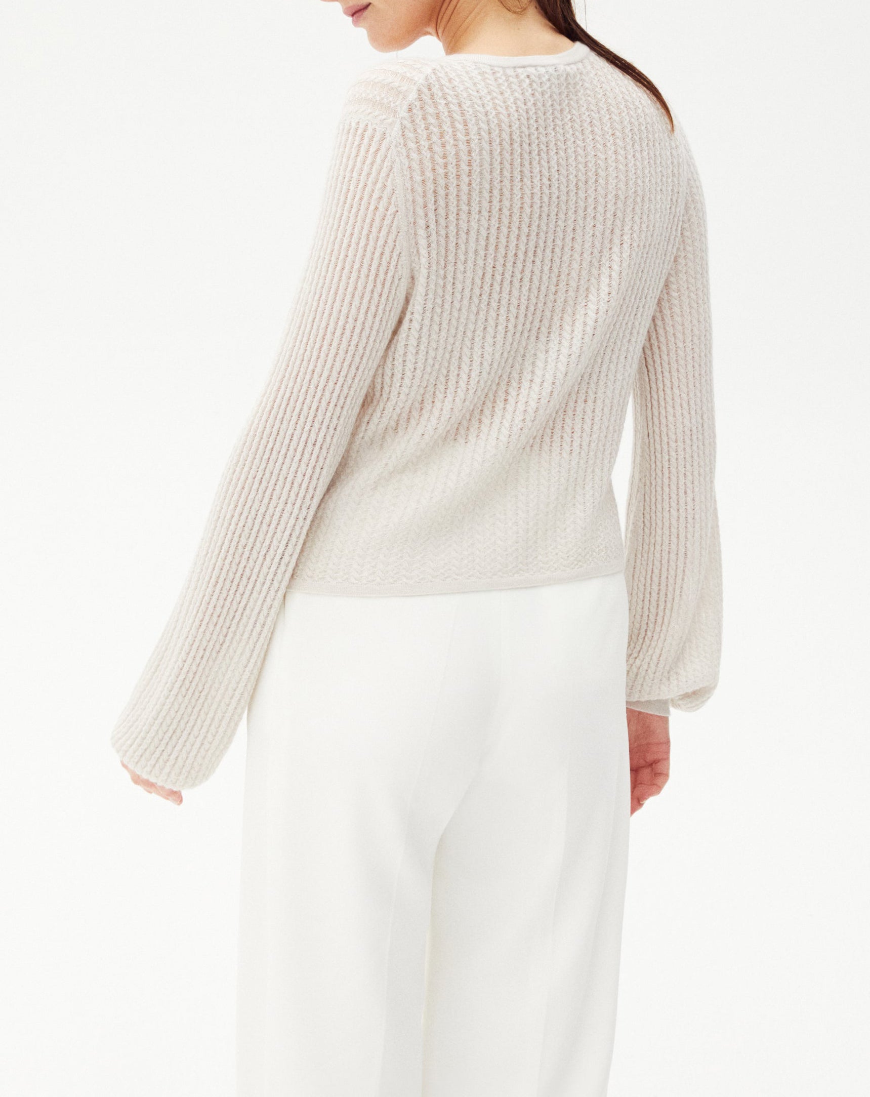 Cashmere and silk cable-knit cardigan - Hemp