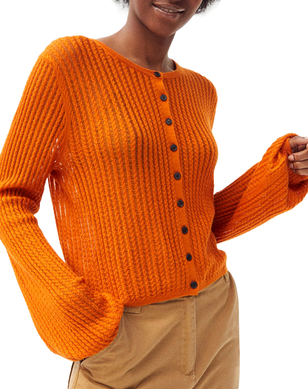 Cashmere and silk cable-knit cardigan - Black