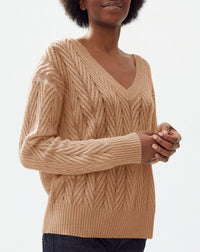 Cashmere V-neck jumper - Camel