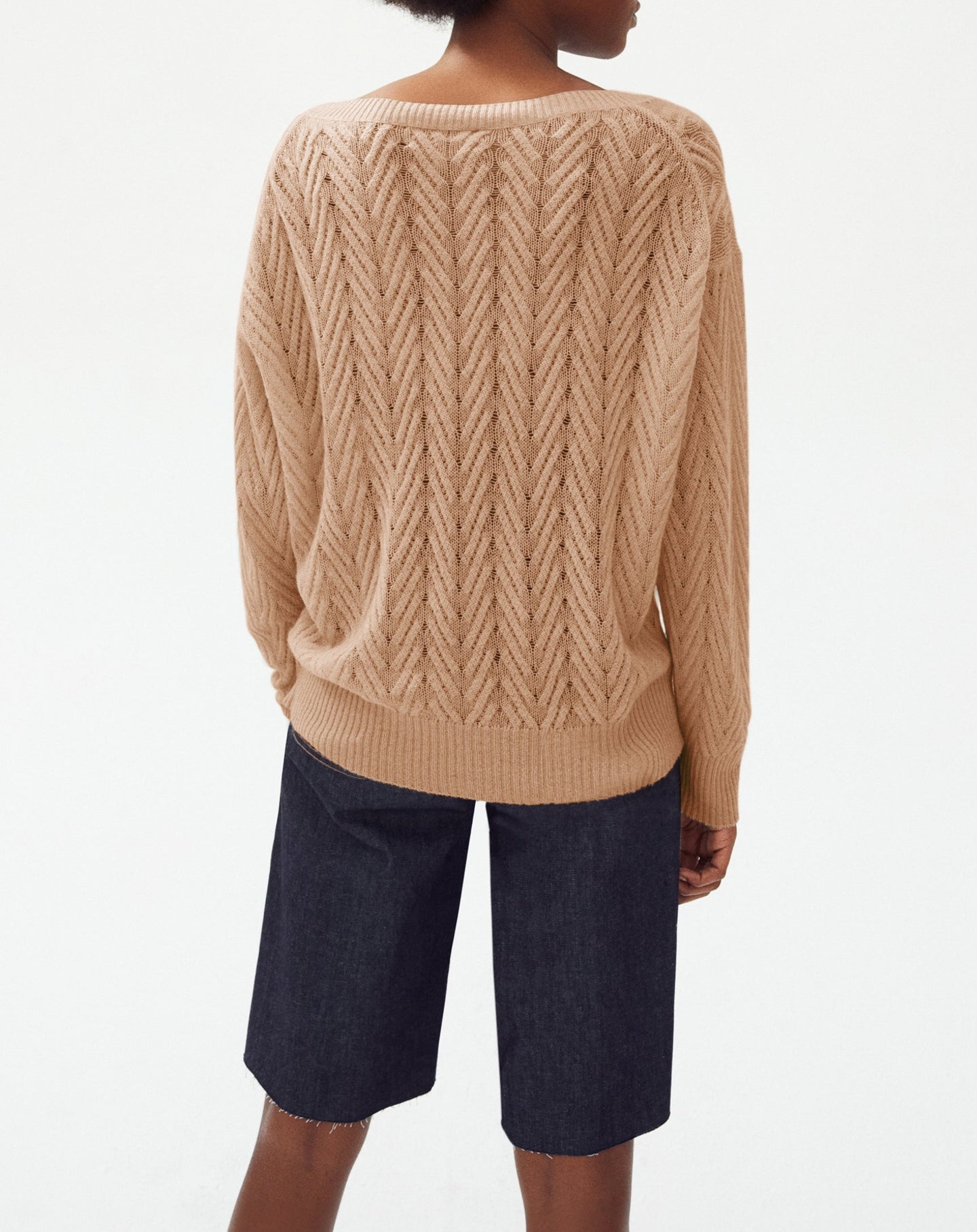 Cashmere V-neck jumper - Camel