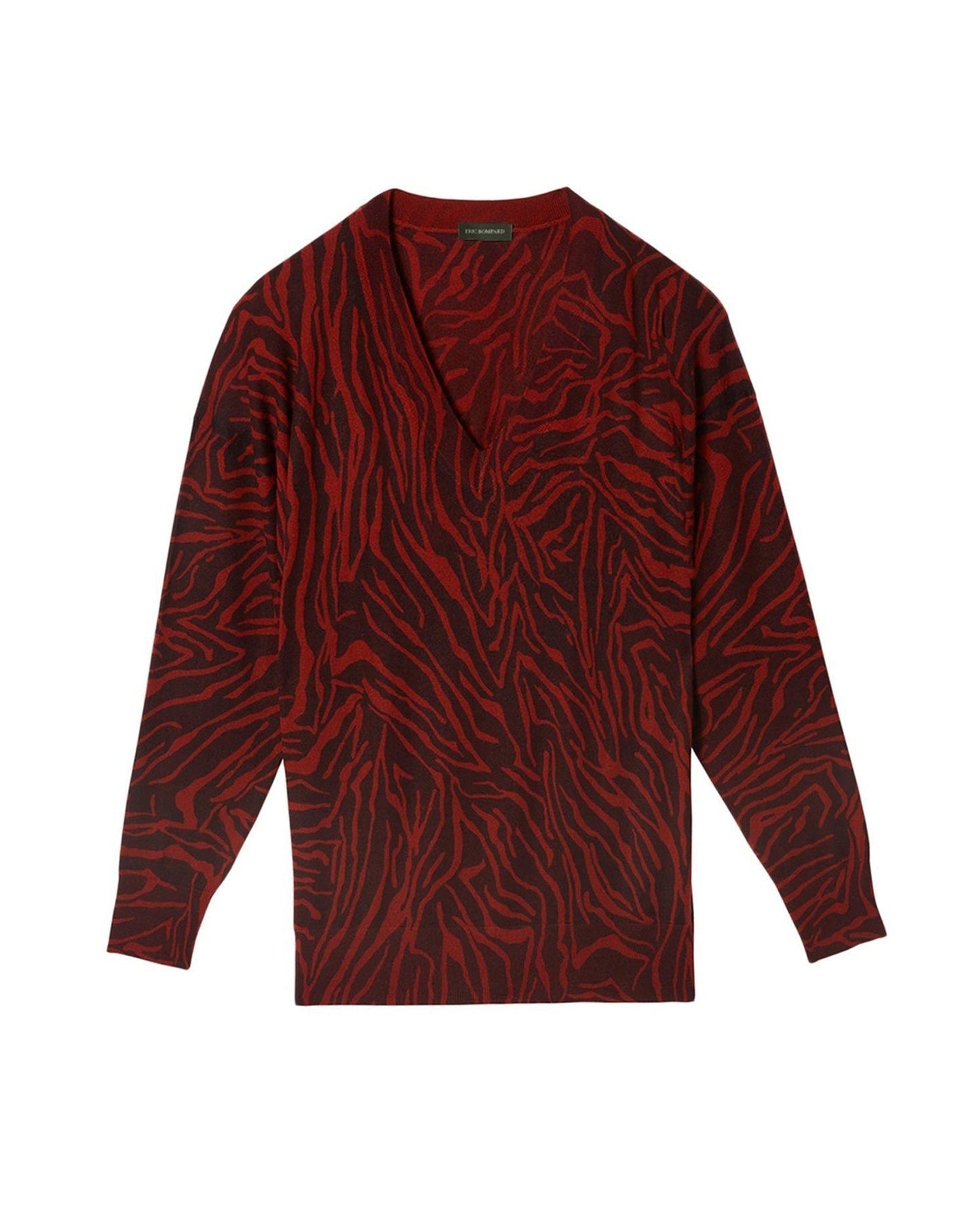 Zebra print cashmere V jumper - Piment & Sangria