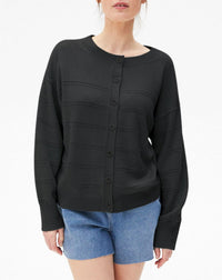 Cardigan Rayures Pointelle - Noir
