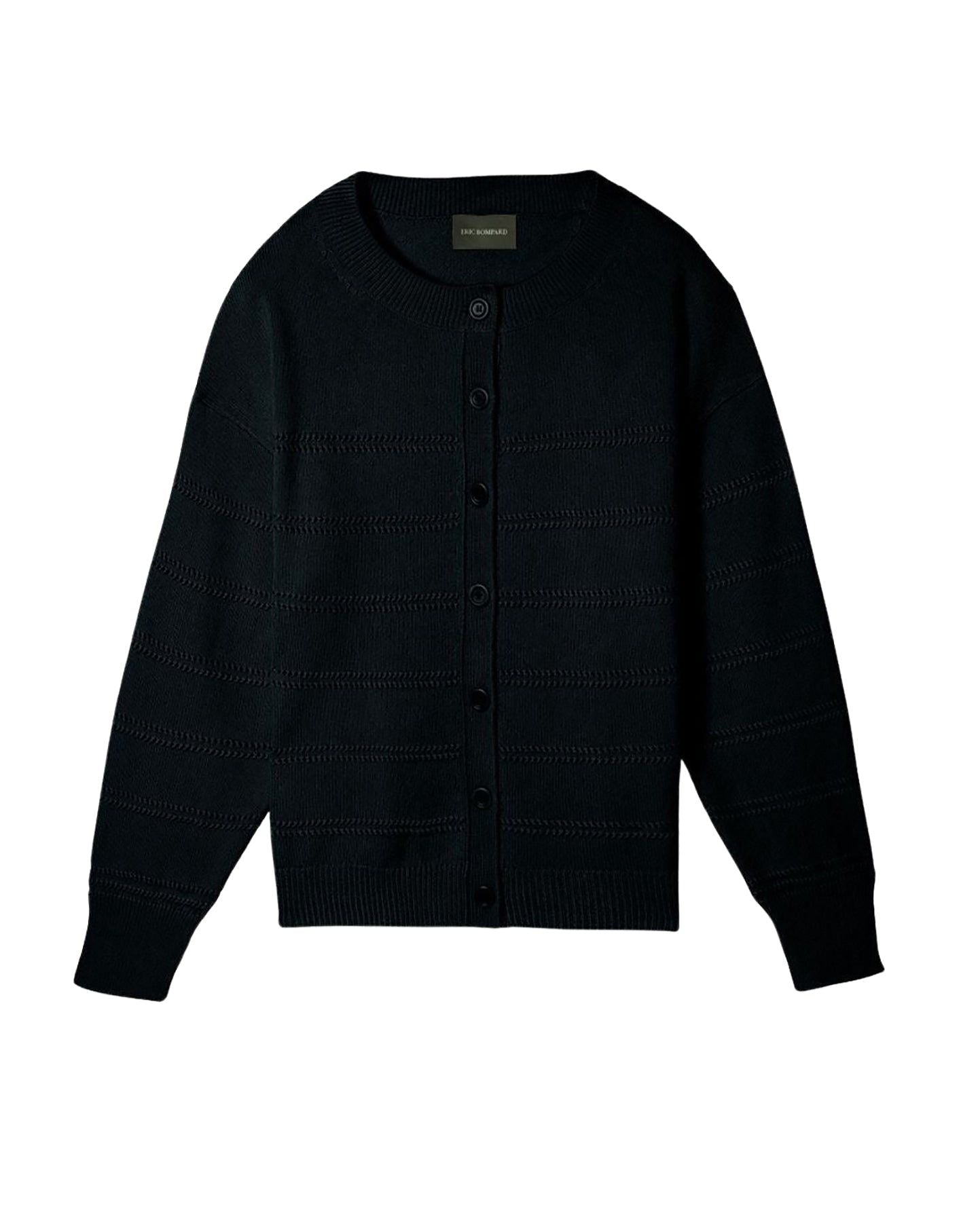 Cashmere pointelle stripe cardigan - Black