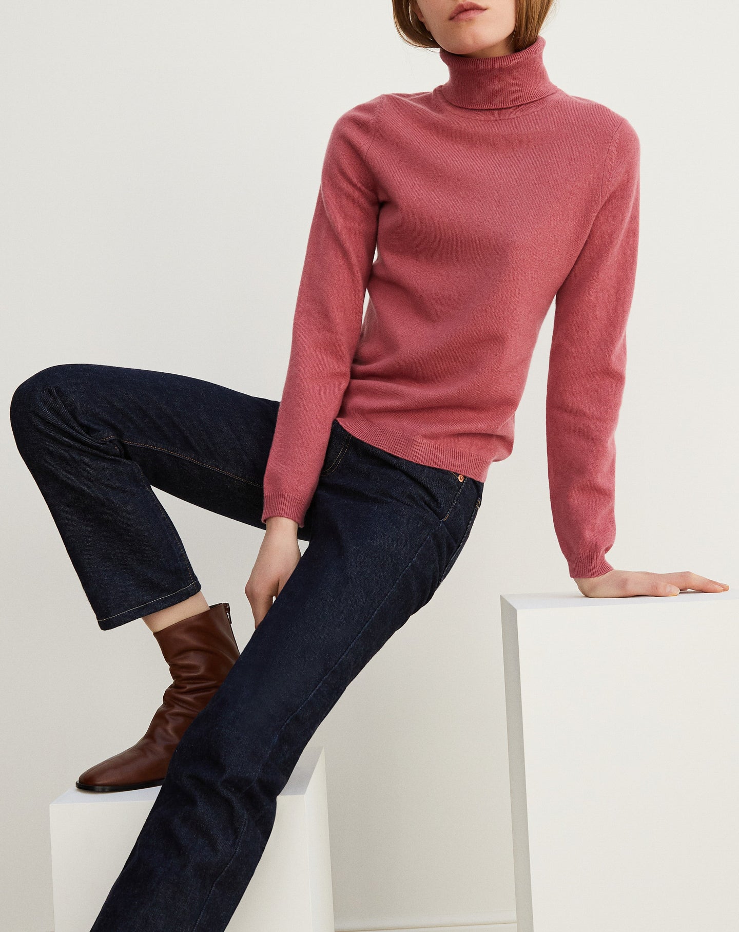 Slim-fit cashmere turtleneck jumper - Bois de Rose