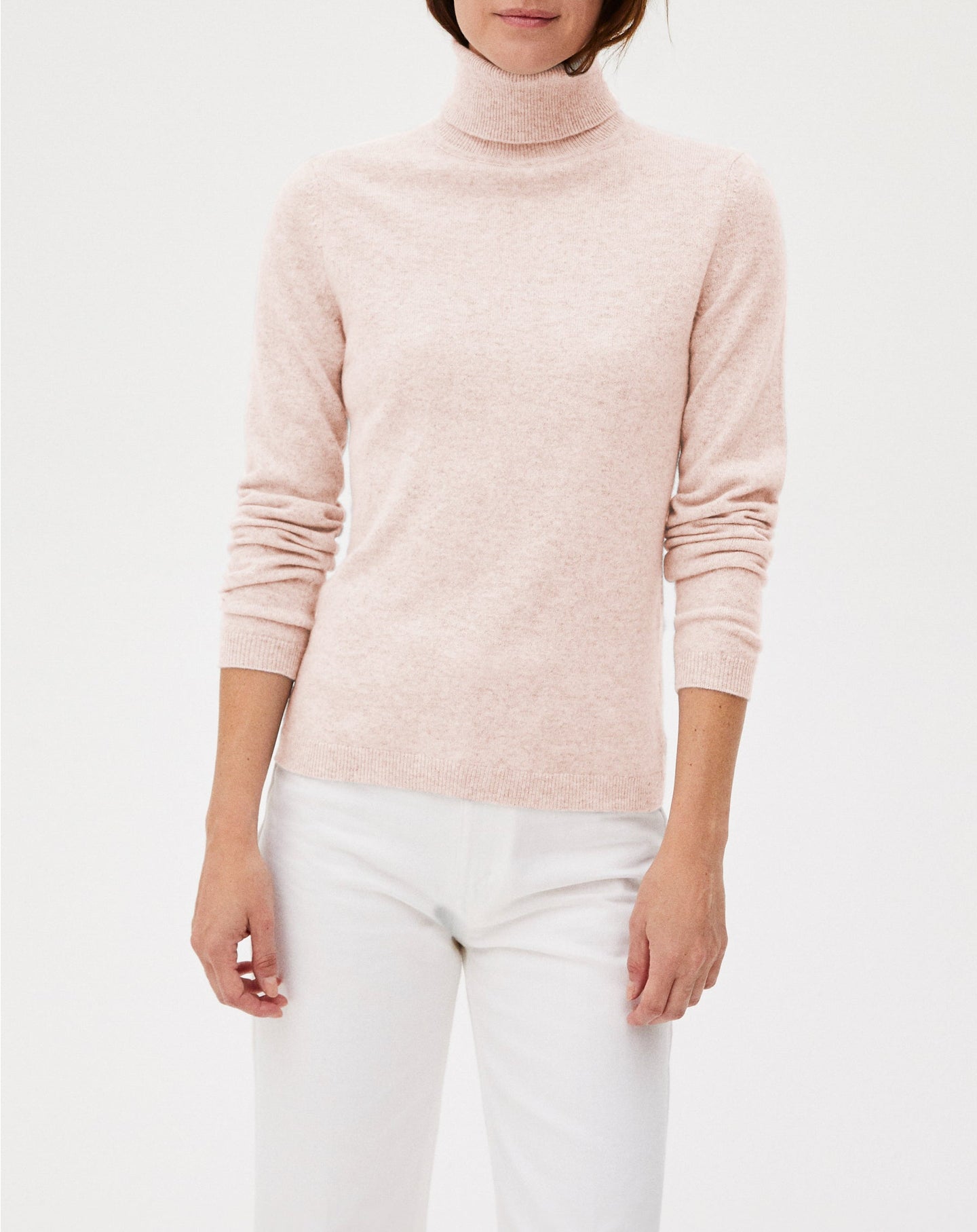 Pull col roulé cintré en cachemire - Aubepine chiné