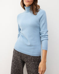 Slim-fit cashmere turtleneck jumper - Bleu Poète
