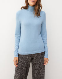 Slim-fit cashmere turtleneck jumper - Bleu Poète