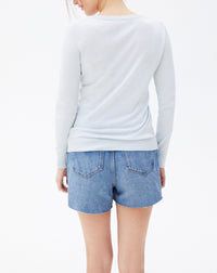Pull ras de cou Strass cristal en cachemire et soie - Vert d'Eau
