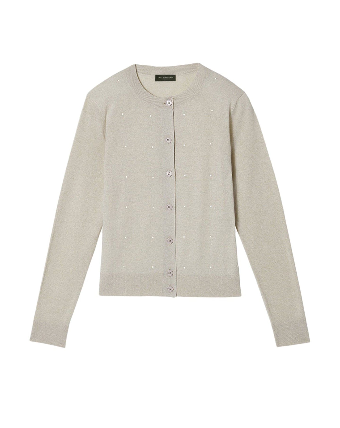 Cardigan à fil métallisé et strass en cachemire mélangé - Champagne