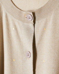 Cardigan à fil métallisé et strass en cachemire mélangé - Champagne