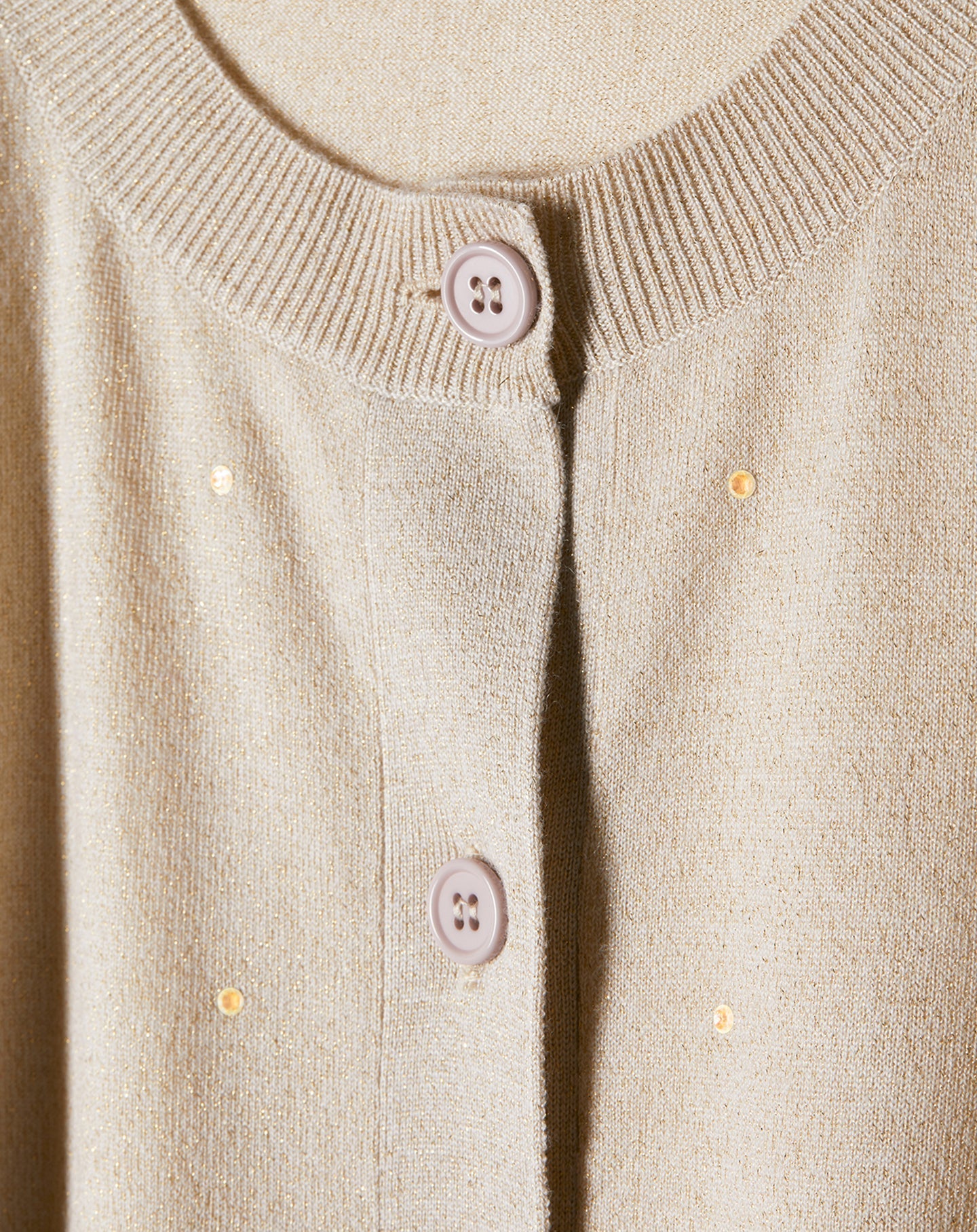 Cardigan à fil métallisé et strass en cachemire mélangé - Champagne