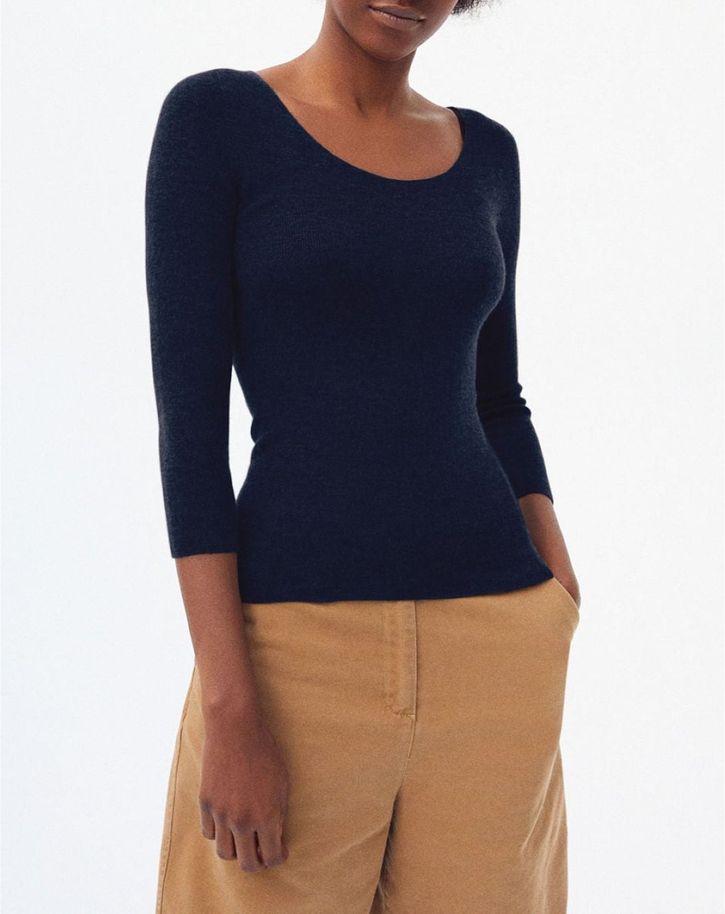 Cashmere seamless crew neck jumper - Navy