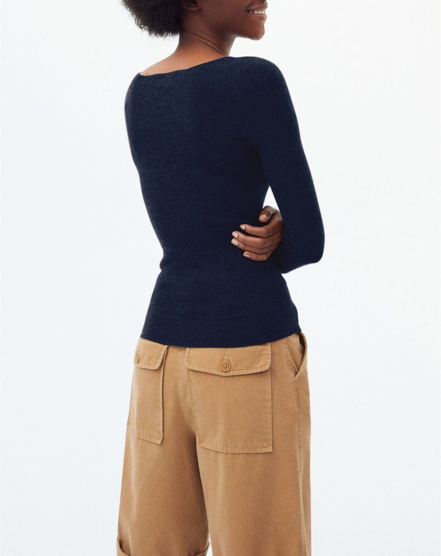 Cashmere seamless crew neck jumper - Navy