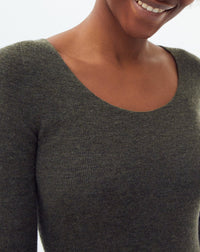 Cashmere seamless crew neck jumper - Khaki