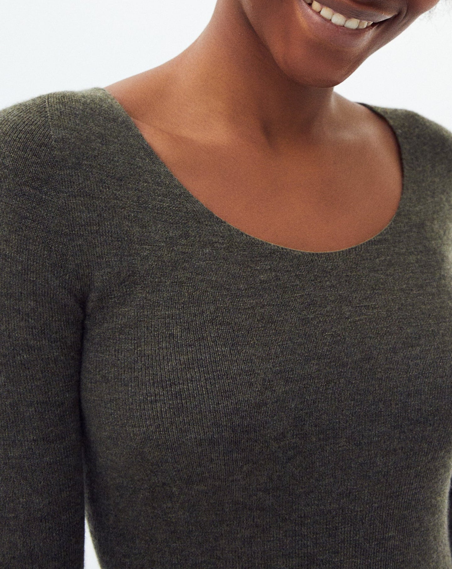 Cashmere seamless crew neck jumper - Khaki