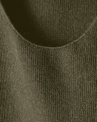 Pull col rond manches courtes en cachemire -  Kaki