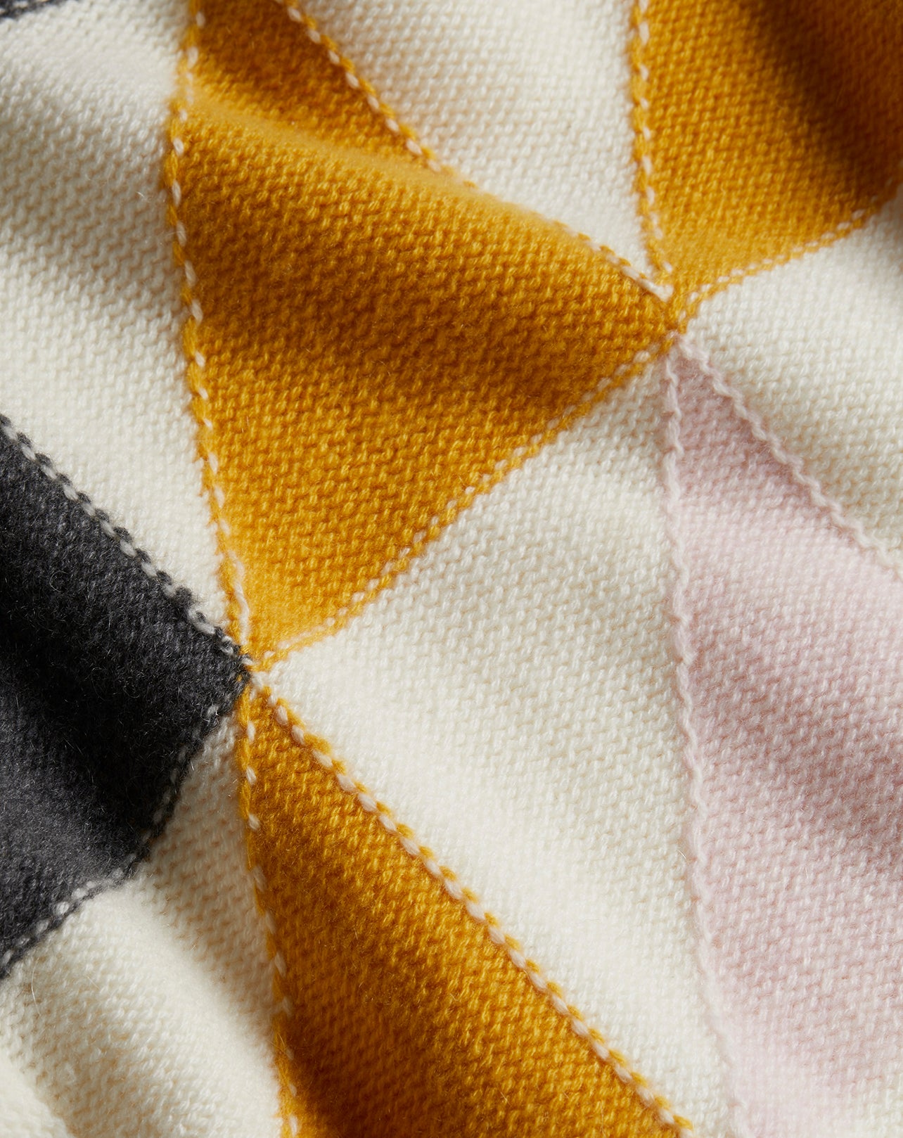 Pull ras de cou ample Intarsia géométrique en cachemire - Naturel