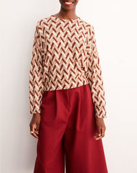 Loose-fitting cashmere Chevron print crew neck jumper - Multicolour