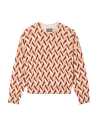 Loose-fitting cashmere Chevron print crew neck jumper - Multicolour