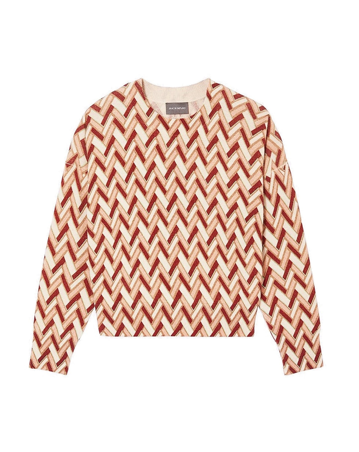 Loose-fitting cashmere Chevron print crew neck jumper - Multicolour