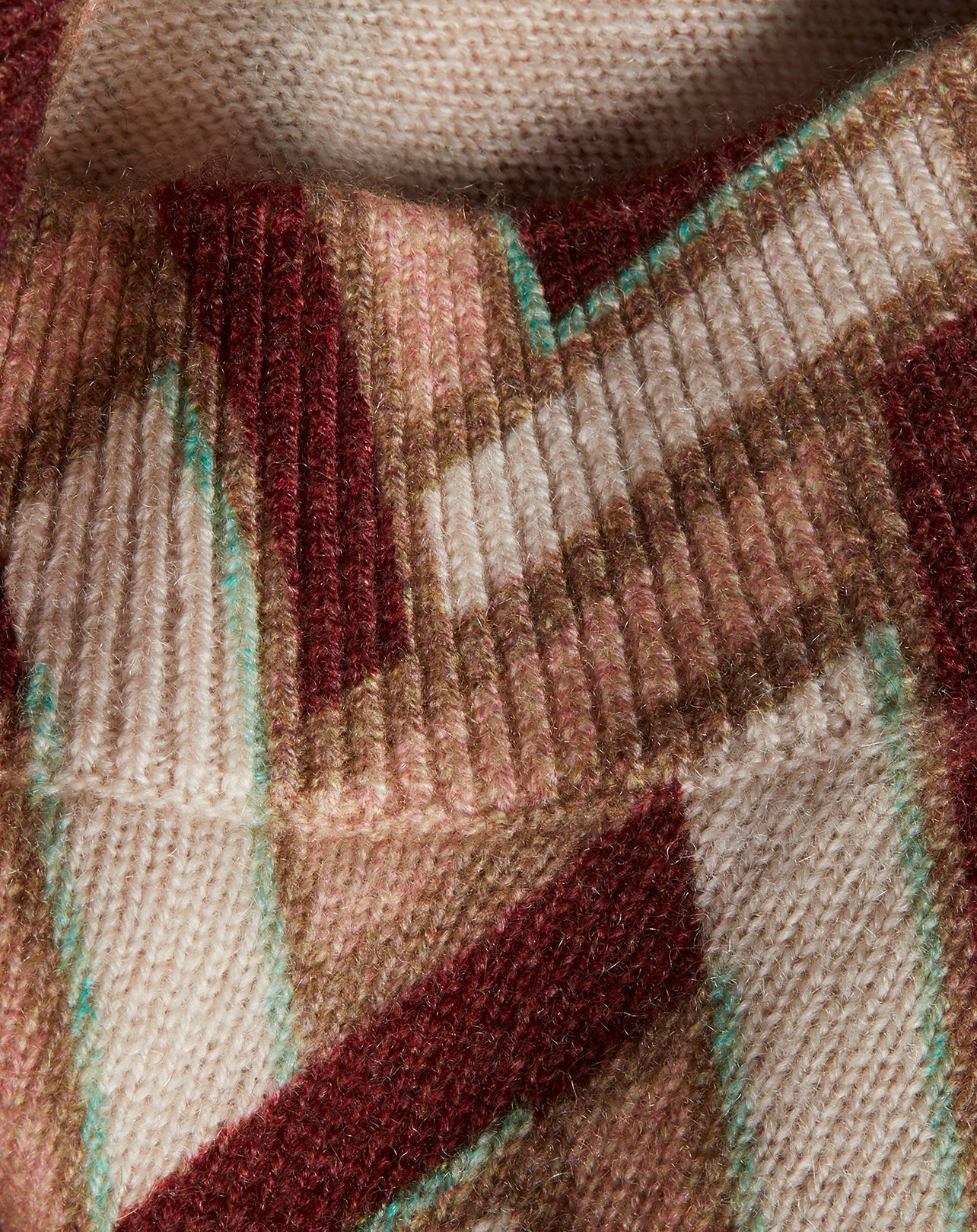 Loose-fitting cashmere Chevron print crew neck jumper - Multicolour