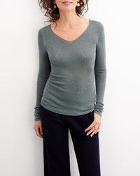 Seamless cashmere and silk V-neck jumper - Horizon