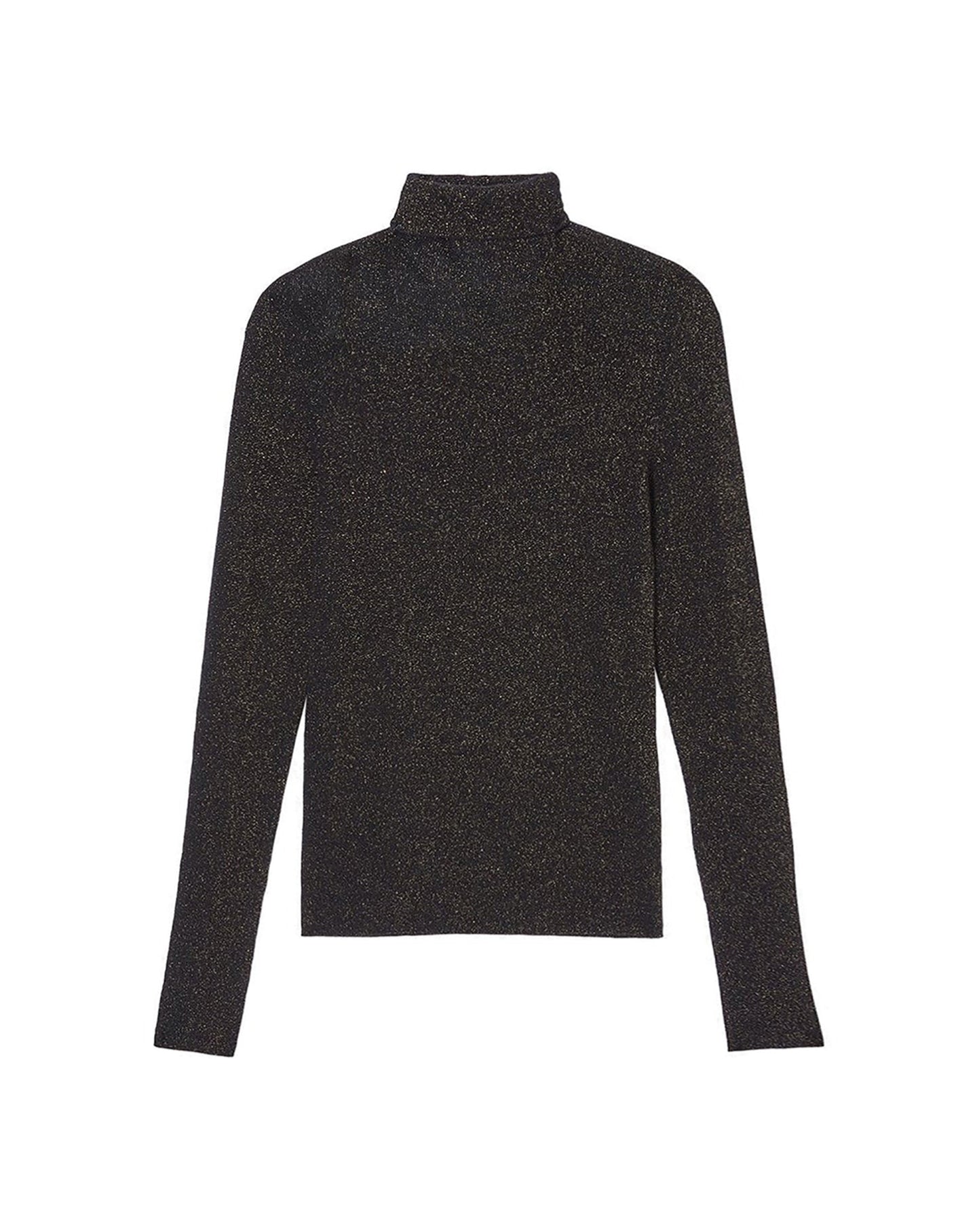 Cashmere and silk metallic seamless turtleneck jumper - Black
