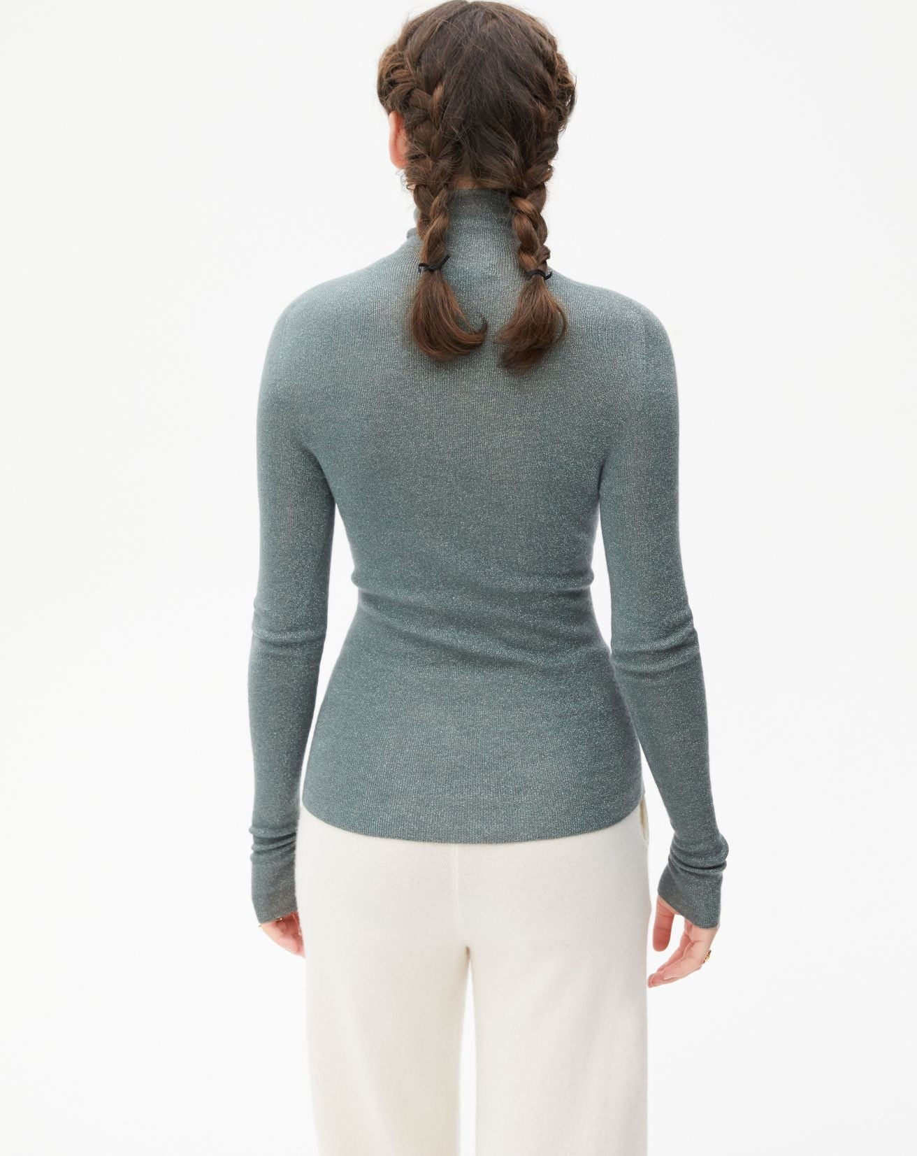 Cashmere blend turtleneck jumper with metallic ribbing - Horizon